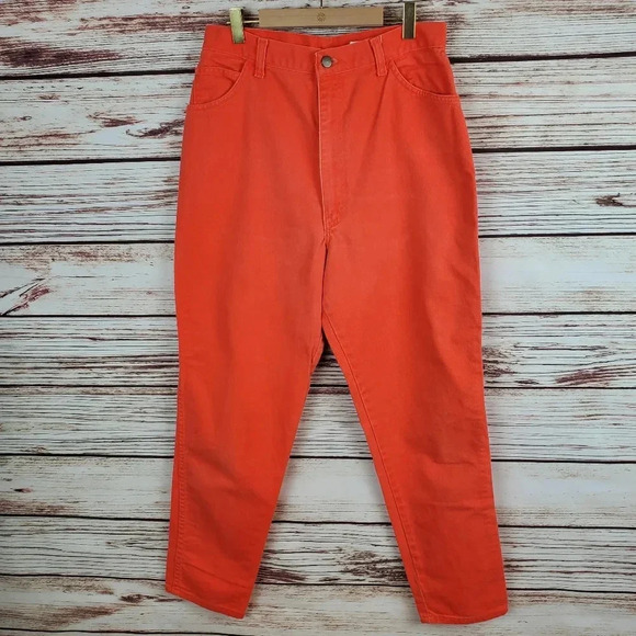 YFSC Basics Size 11 Vintage 90s Solid Tangerine Orange High Waisted Mom Jeans - Picture 1 of 11
